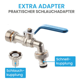 Wasserhahn Garten - mit 1/2 Zoll Anschluss und 3/4 Zoll Adapter Bächlein