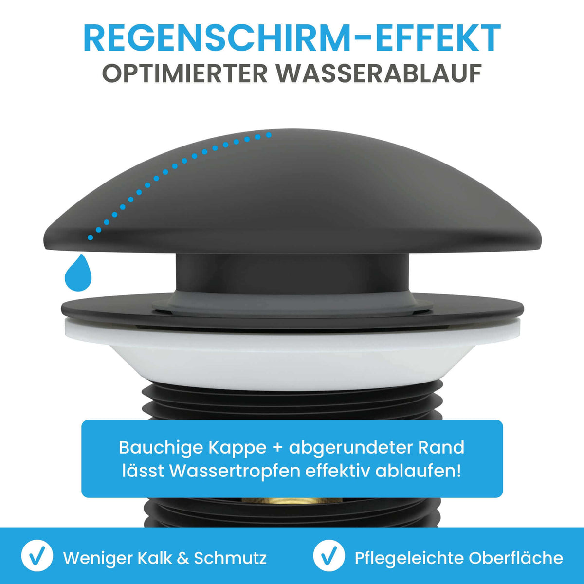 Design Ablaufgarnitur Pop-Up mit Überlauf Bächlein