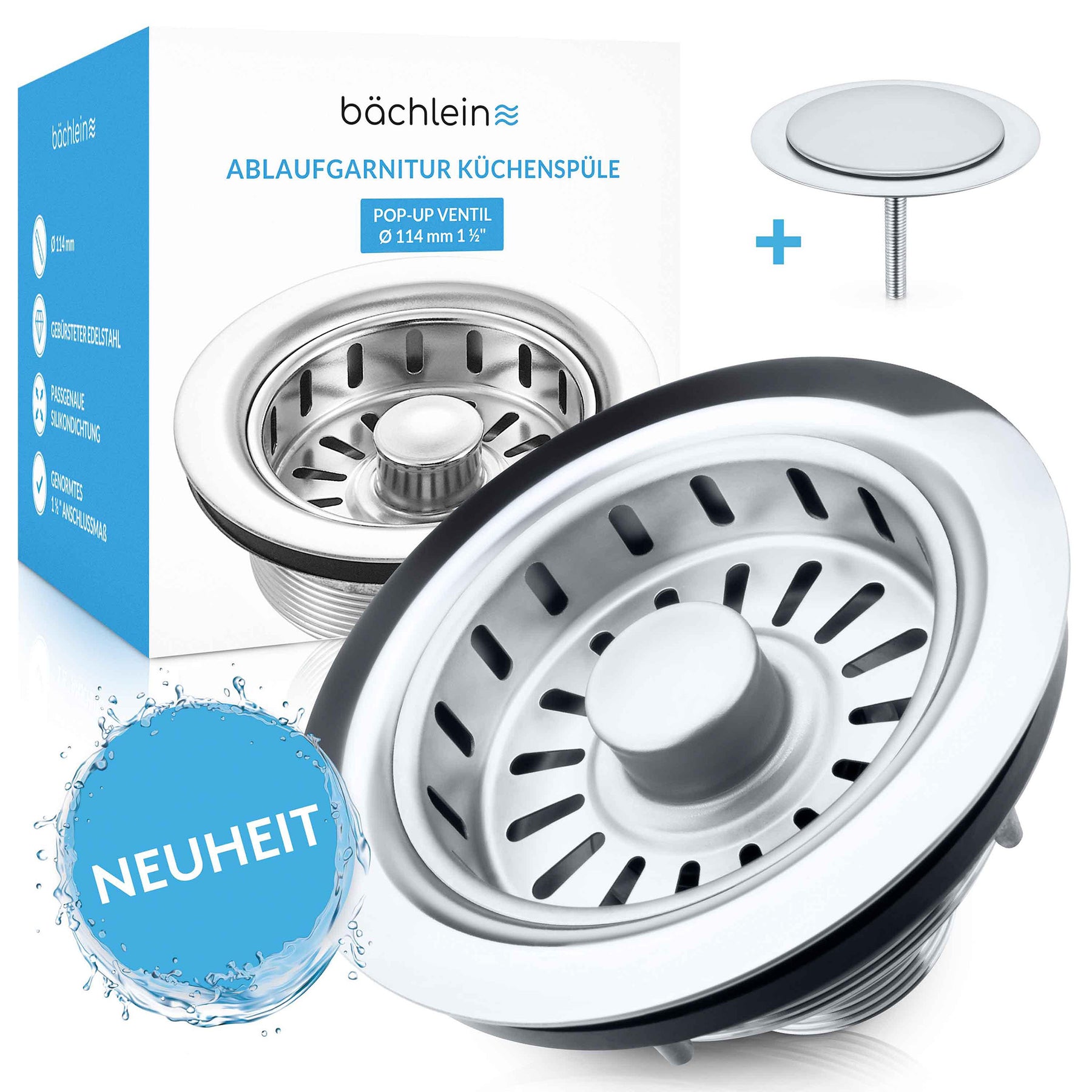 Ablaufgarnitur Pop-Up Spüle 114 mm