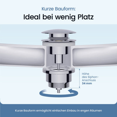 Pop-Up-Ablaufgarnitur platzsparend