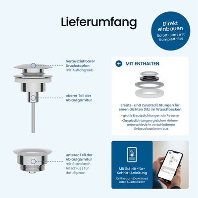Pop-Up-Ablaufgarnitur platzsparend