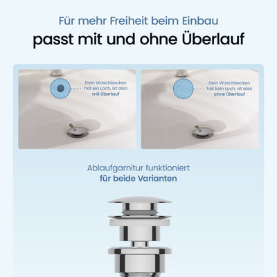Pop-Up-Ablaufgarnitur platzsparend