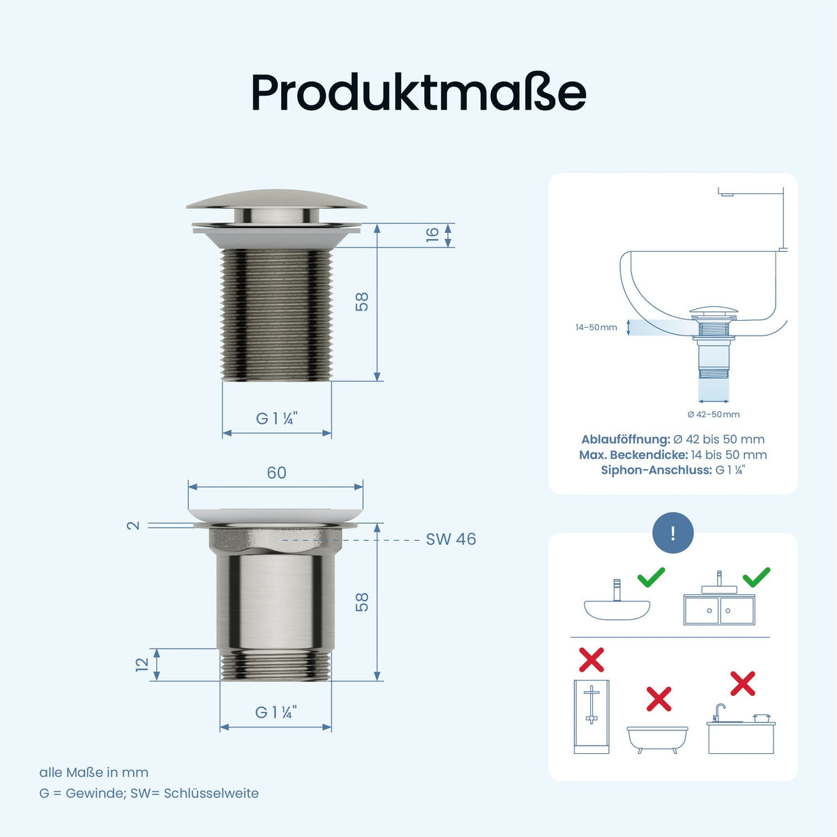 Pop-Up-Ablaufgarnitur