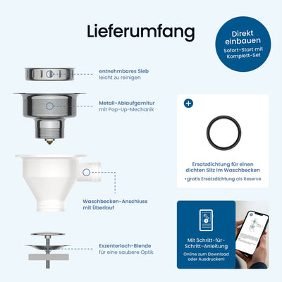 ⌀ 114 mm Pop-Up-Ablaufgarnitur Spüle