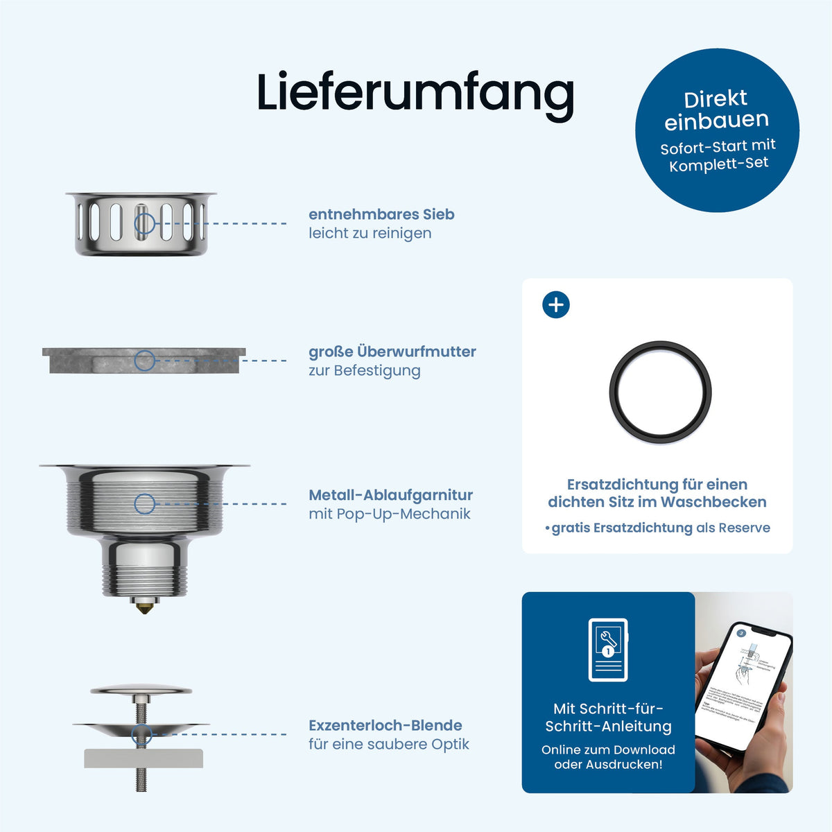 ⌀ 114 mm Pop-Up-Ablaufgarnitur Spüle