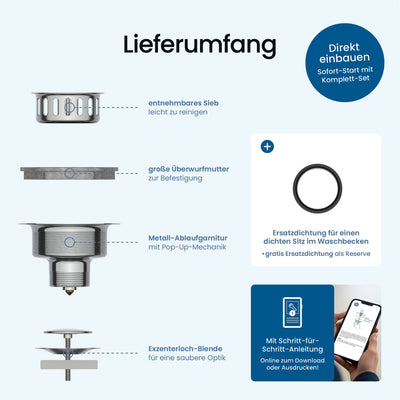 ⌀ 114 mm Pop-Up-Ablaufgarnitur Spüle