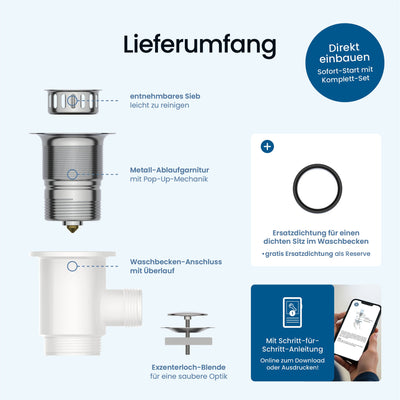 ⌀ 70 mm Pop-Up-Ablaufgarnitur Spüle