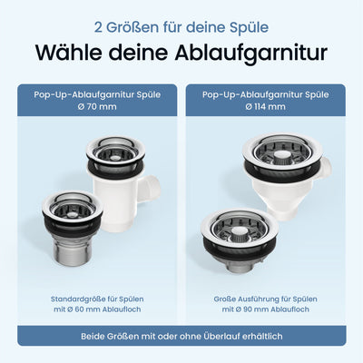 ⌀ 70 mm Pop-Up-Ablaufgarnitur Spüle